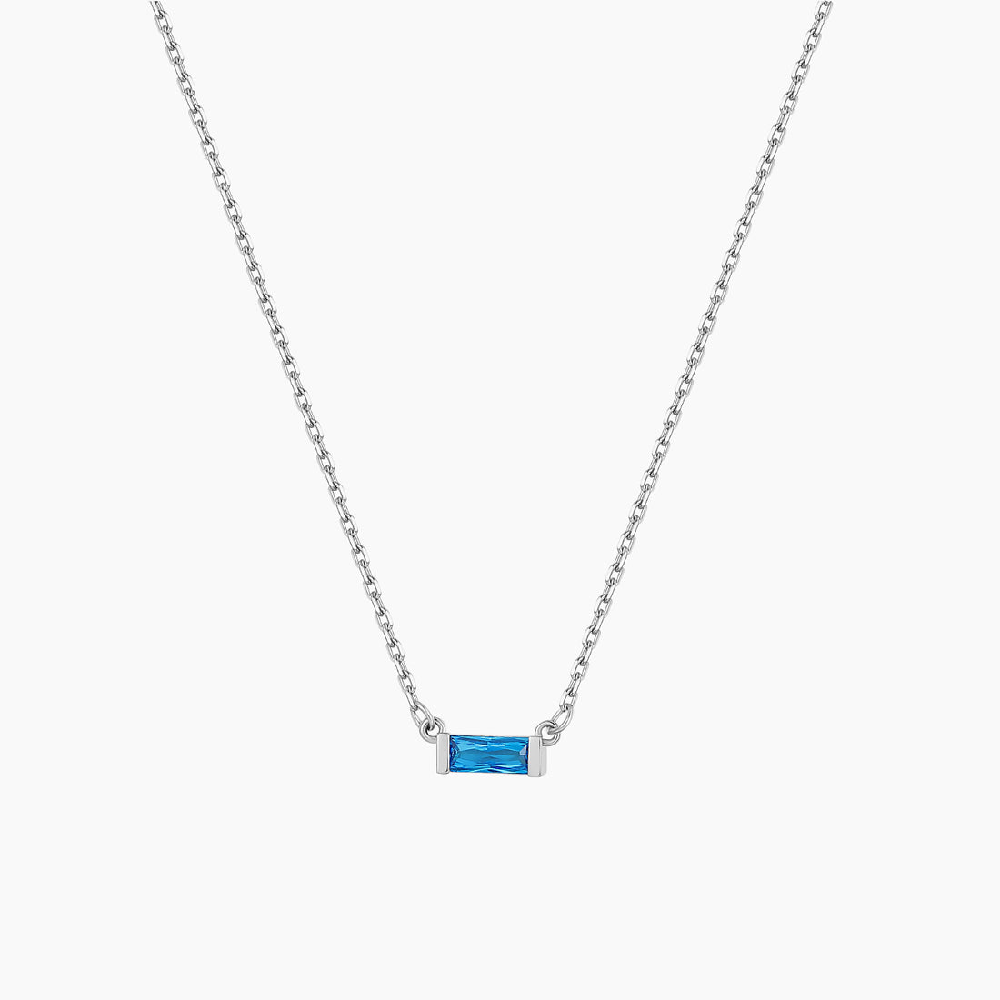 Personalized Baguette Birthstone Dainty Necklace