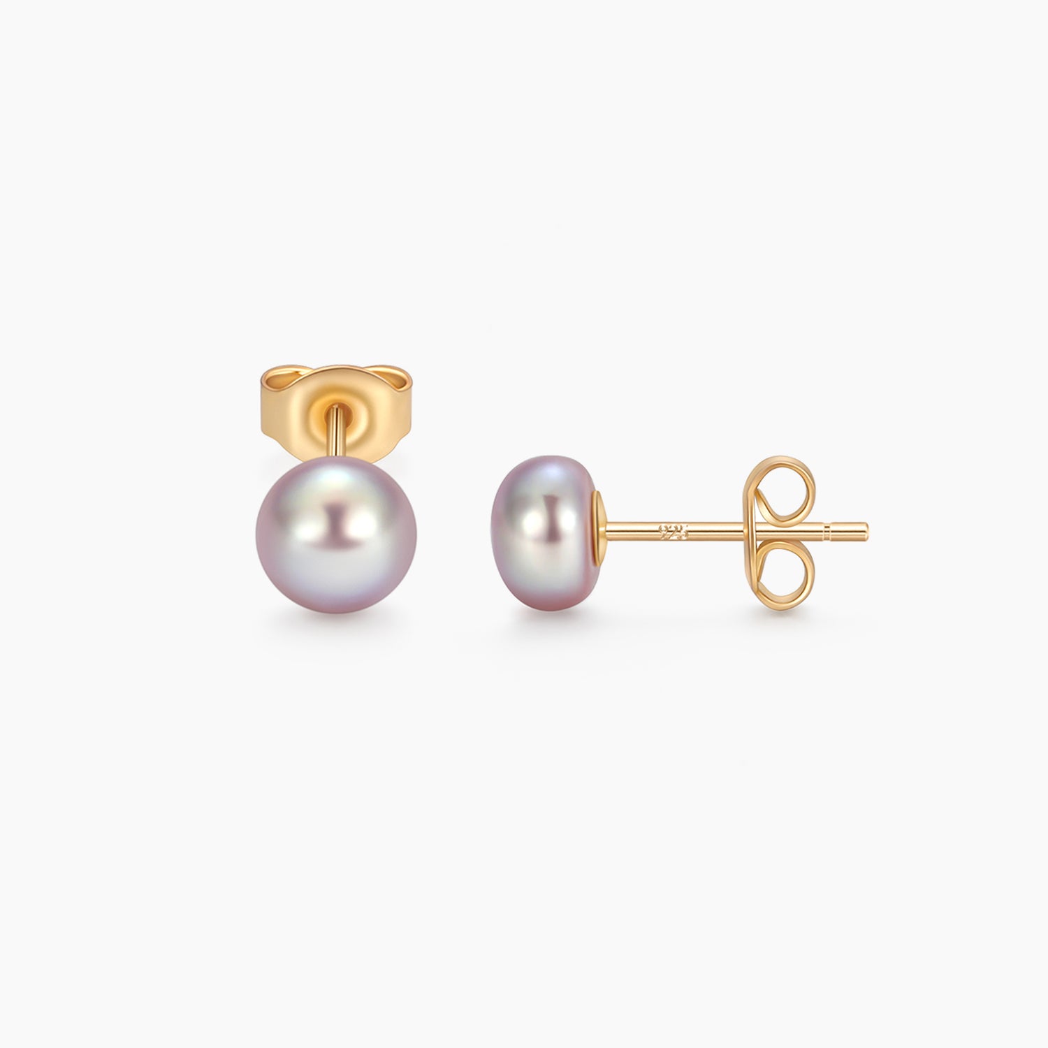 6 mm purple pearls, purple pearls, pearl stud earrings, earrings in purple, gold earrings, 925 sterling silver posts, pearl bridal earrings, purple pearls, pearl wedding earrings