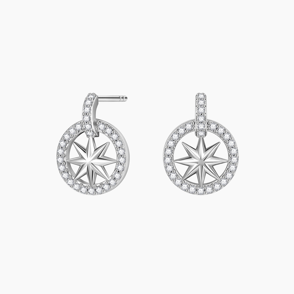 Round Charm Star Earring Studs
