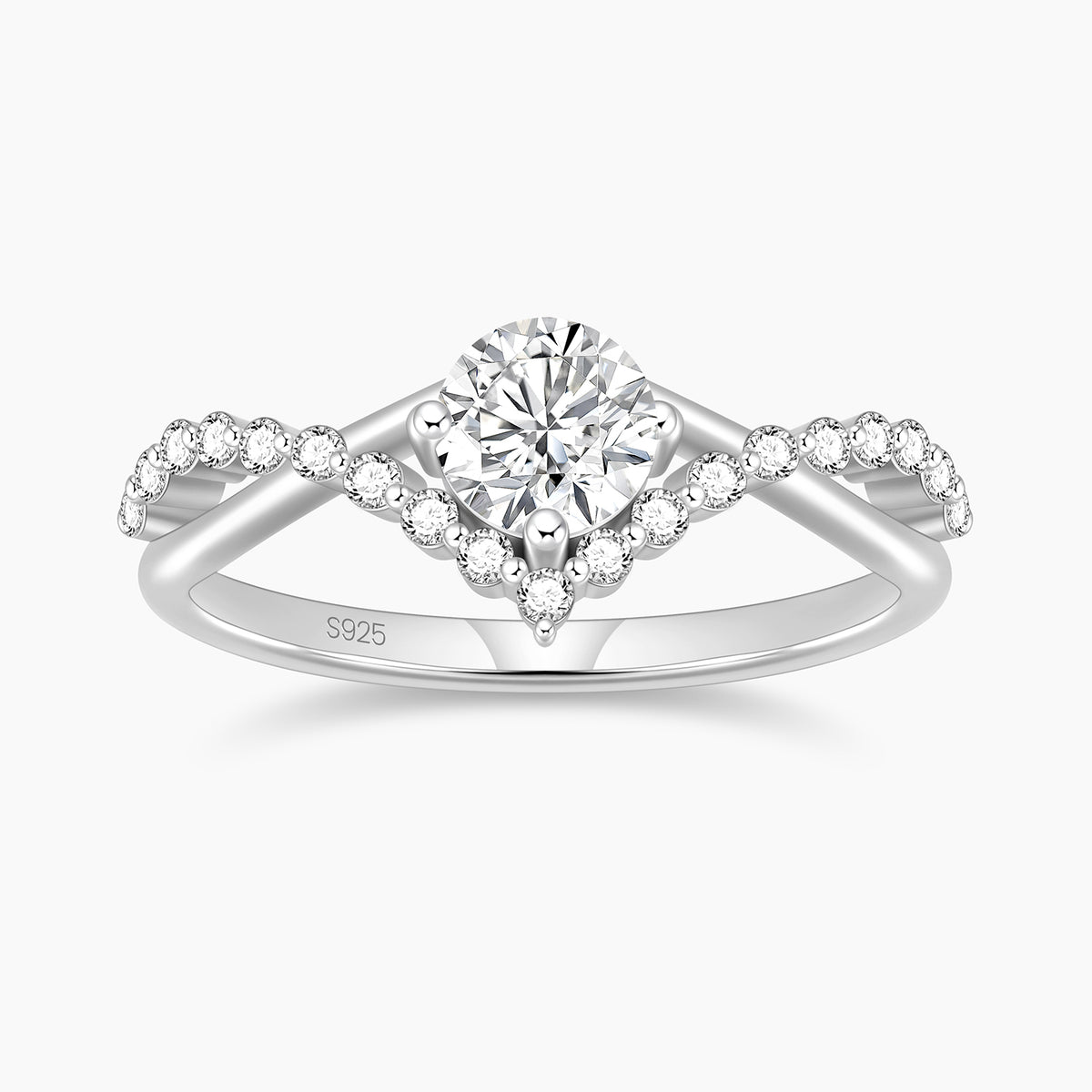 Round Cut Twisted Vine Moissanite Engagement Ring