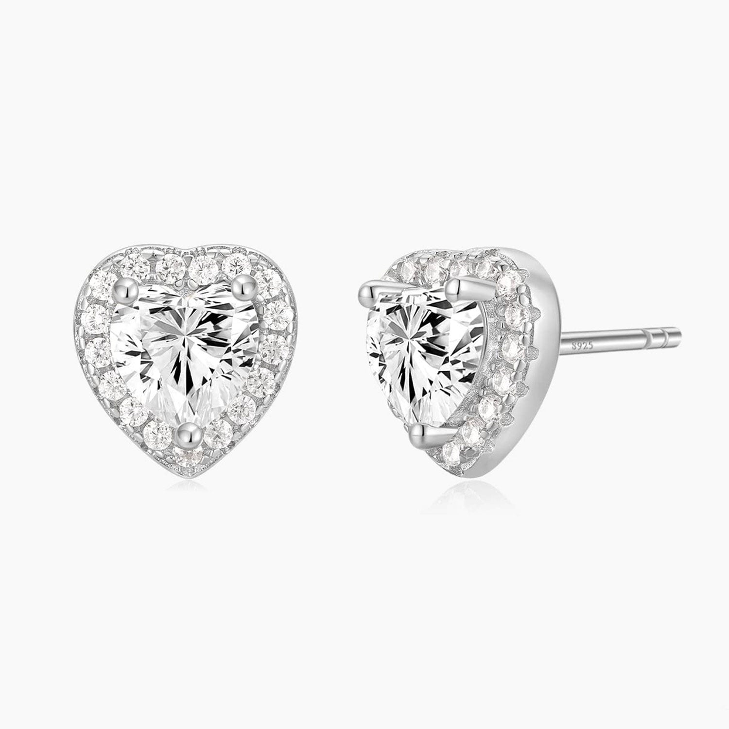 S925 Heart Post Earrings