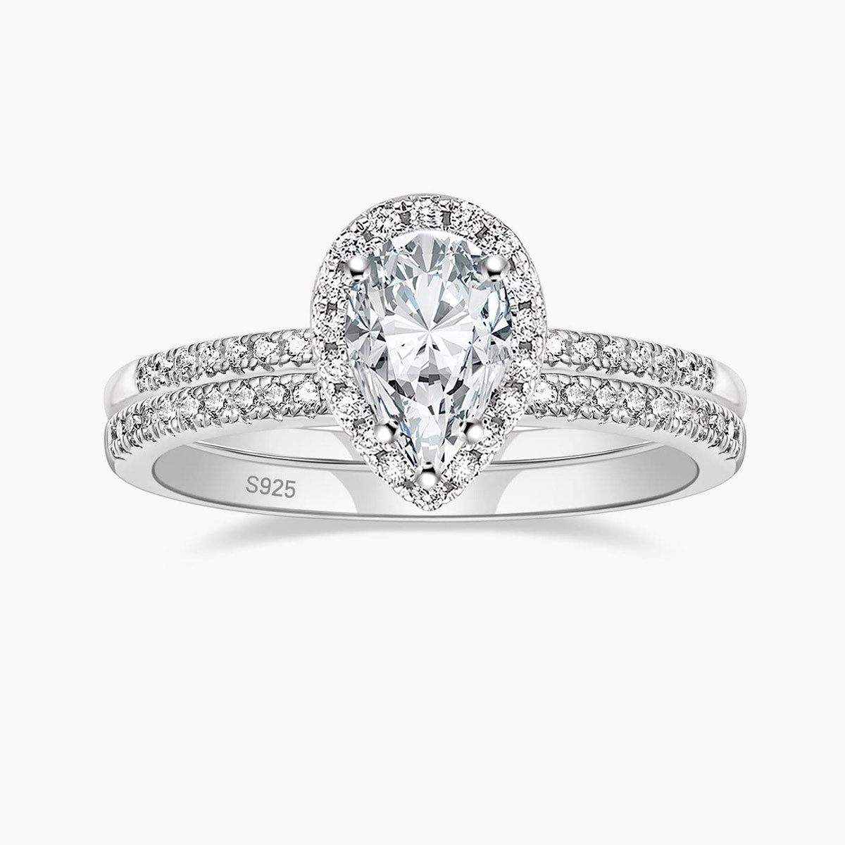 Drop shaped Cubic Zirconia Ring Set