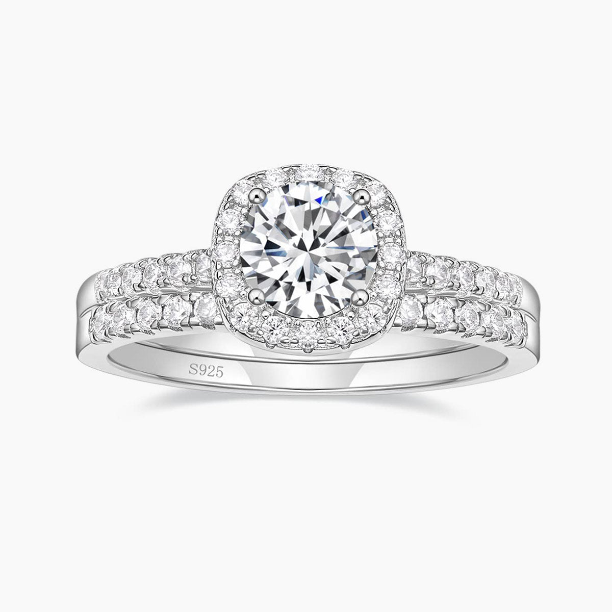 925 Sterling Bridal Round Cubic Zirconia Ring Set
