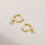 sterling silver post pearl earrings, tiny pearl earrings, everyday natural pearl hoop earrings, 14k gold plated pearl earrings, eamti earrings, eamti pearl earrings, eamti jewelry