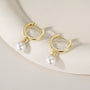 sterling silver post pearl earrings, tiny pearl earrings, everyday natural pearl hoop earrings, 14k gold plated pearl earrings, eamti earrings, eamti pearl earrings, eamti jewelry