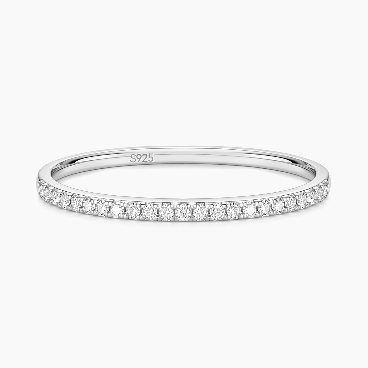 Small Wedding Ring with Moissanite Half Eternity Design