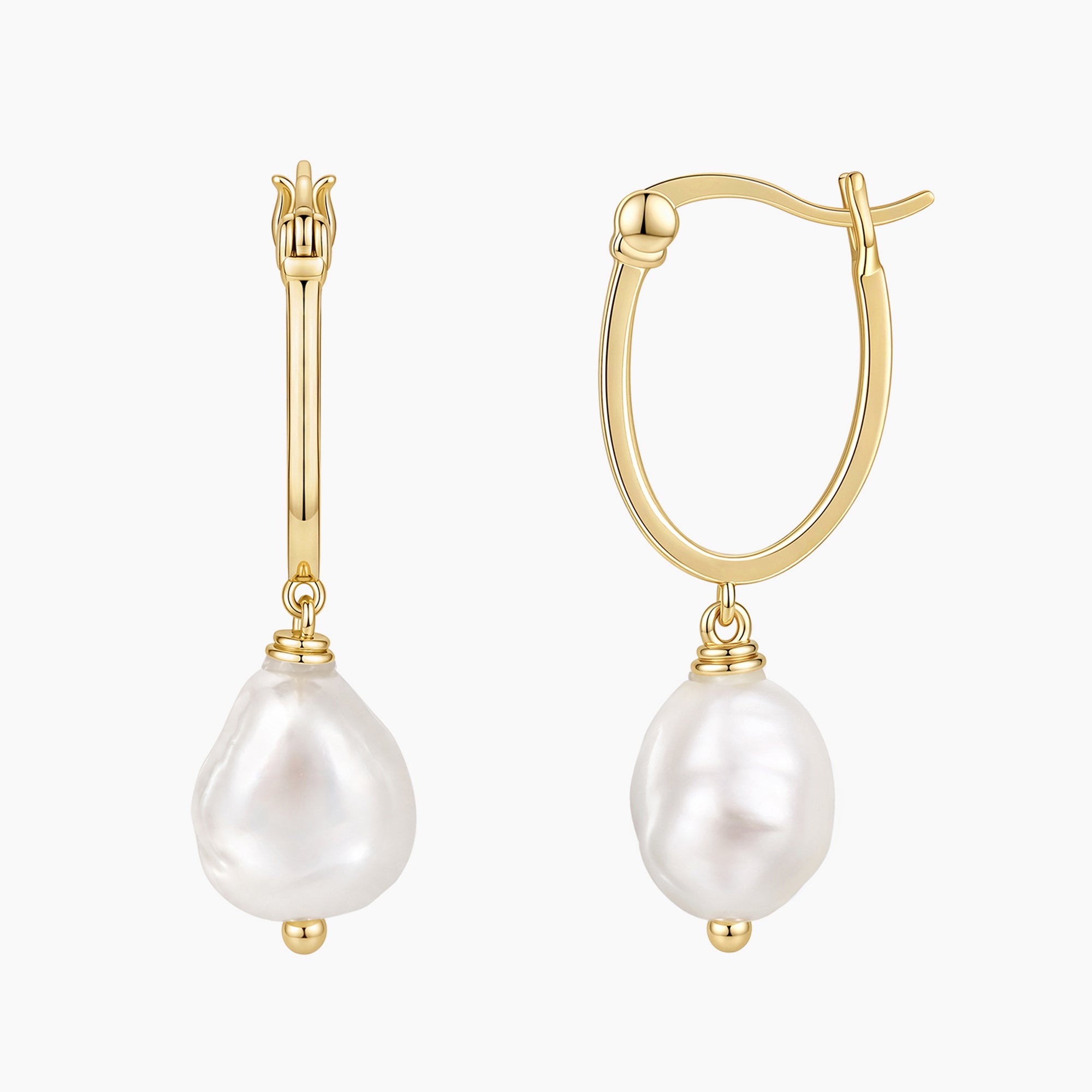 eamti earrings, eamti pearl earrings, eamti huggie earrings, drop earrings, gold earrings, 14k gold plated, freshwater pearls, pearl bridal earrings, pearl wedding earrings, freshwater pearl earrings for women, gold plated earrings, white pearls, Baroque Freshwater Pearl Hoop Earrings, Pearl Hoop Earrings, eamti jewelry