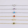birthstone bracelet, cz stones, cubic zironia, 925 silver, gold