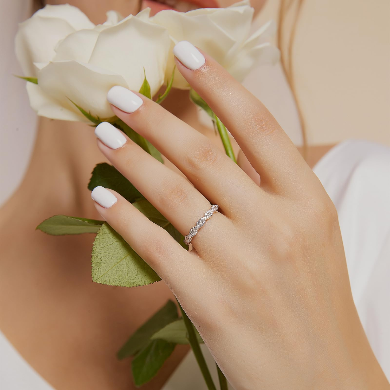 Sterling Silver Woven Twisted Rope Half Eternity Ring