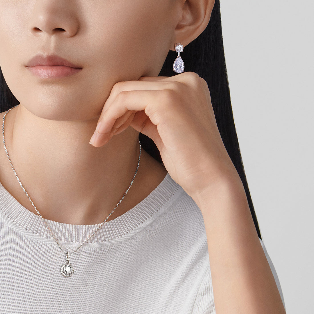 bridal set, bridal earrings, teardrop necklace for women, sterling silver necklace, silver gemstone necklace, cubic zirconia necklace, cz necklace, dainty necklace, teardrop, necklace and earrings set, sets bridal jewelry, wedding jewelry sets, affordable wedding ring set, silver anniversary