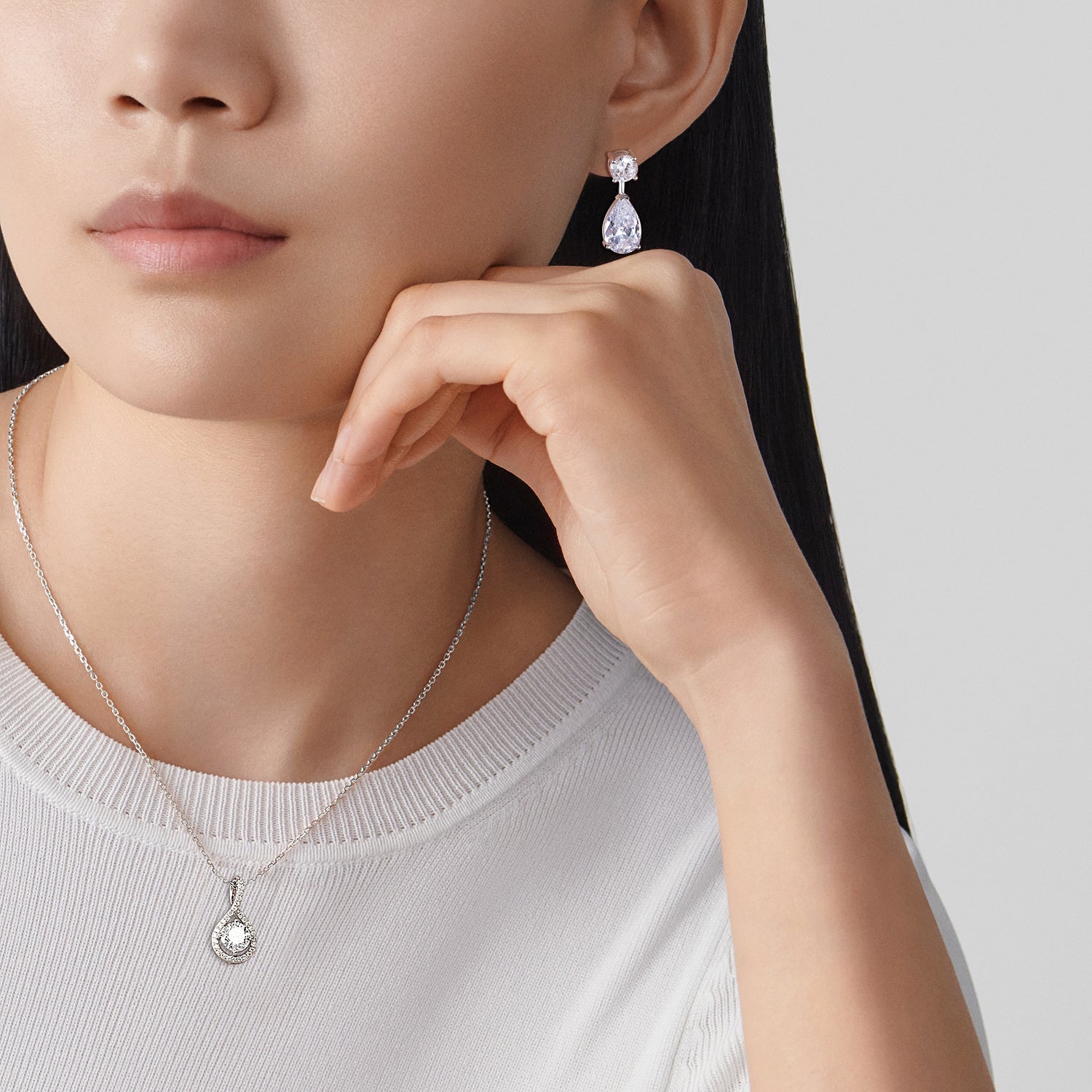 bridal set, bridal earrings, teardrop necklace for women, sterling silver necklace, silver gemstone necklace, cubic zirconia necklace, cz necklace, dainty necklace, teardrop, necklace and earrings set, sets bridal jewelry, wedding jewelry sets, affordable wedding ring set, silver anniversary