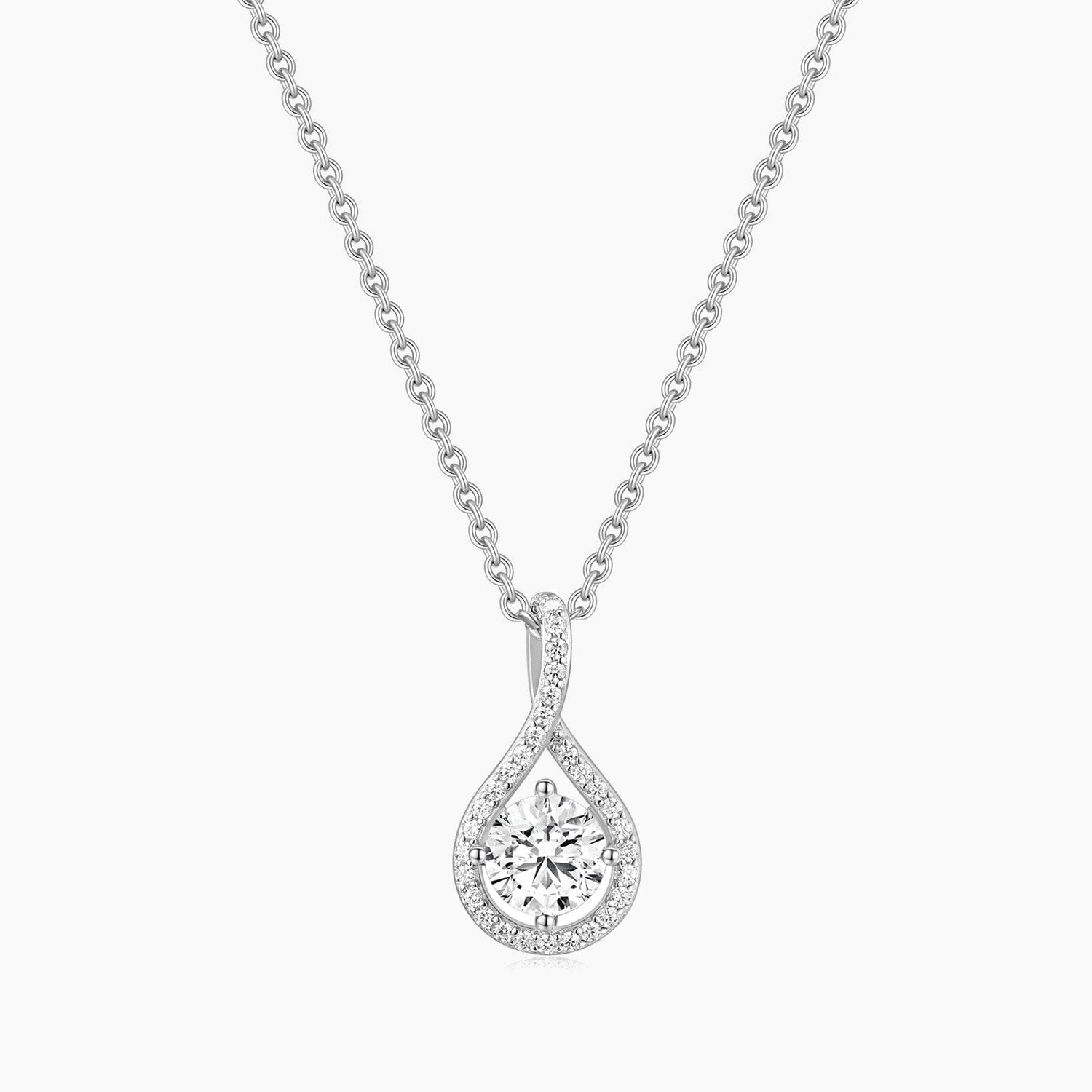Teardrop Cubic Zirconia Halo Necklace