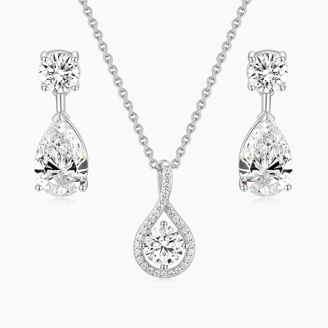 bridal set, bridal earrings, teardrop necklace for women, sterling silver necklace, silver gemstone necklace, cubic zirconia necklace, cz necklace, dainty necklace, teardrop, necklace and earrings set, sets bridal jewelry, wedding jewelry sets, affordable wedding ring set, wedding jewelry sets for bride