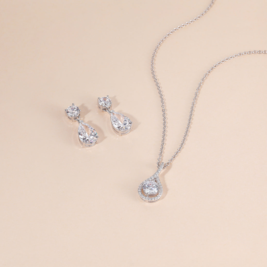 bridal set, bridal earrings, teardrop necklace for women, sterling silver necklace, silver gemstone necklace, cubic zirconia necklace, cz necklace, dainty necklace, teardrop, necklace and earrings set, sets bridal jewelry, wedding jewelry sets, affordable wedding ring set, silver anniversary