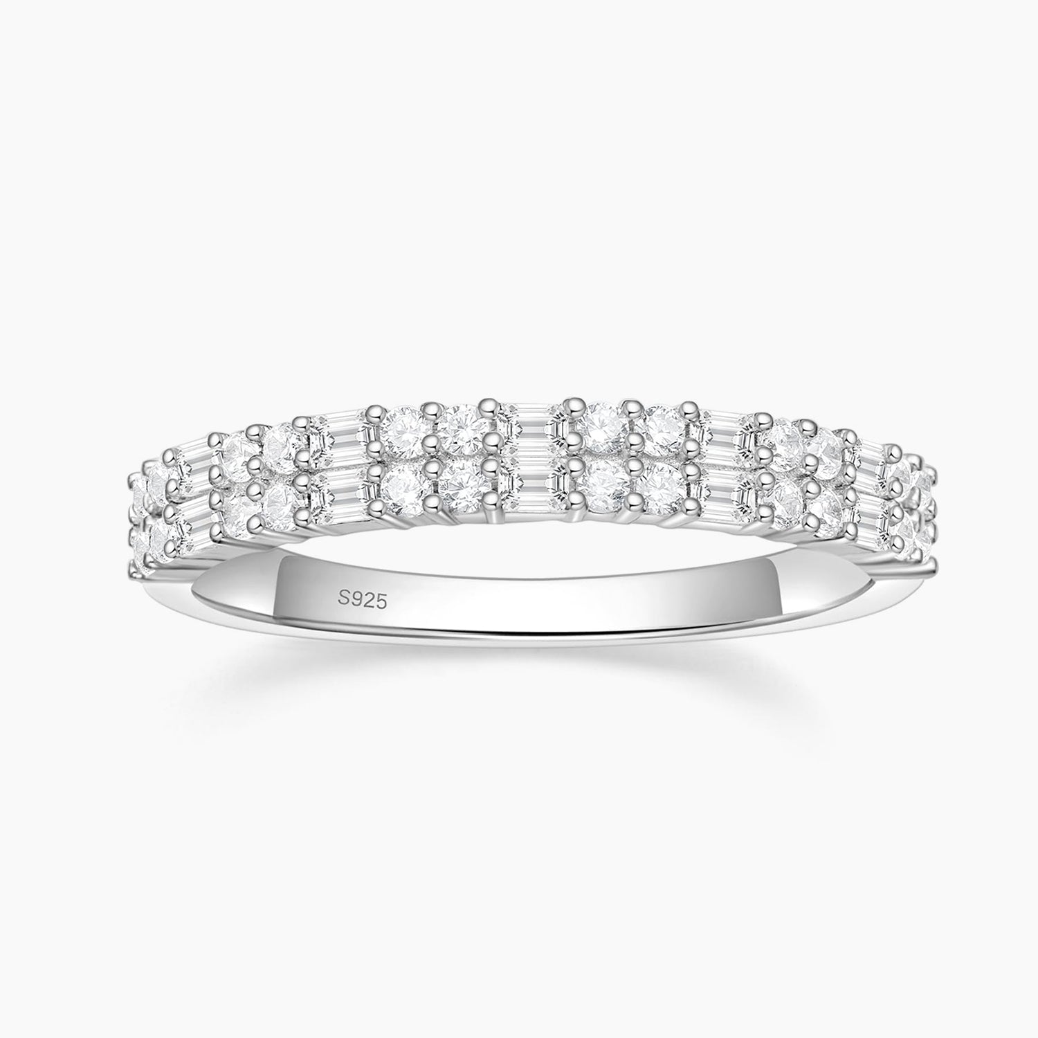 classic gemstone rings, sterling silver rings, round cut, half eternity ring, infinity ring, s925 band ring for women