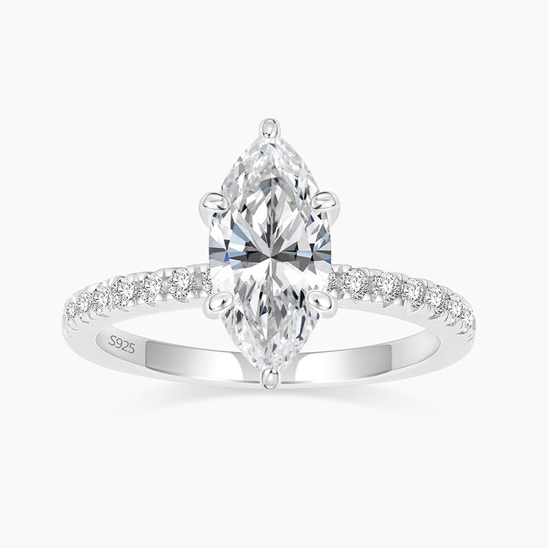 marquise ring for women, silver marquise ring, cubic zirconia rings, stacked wedding rings
