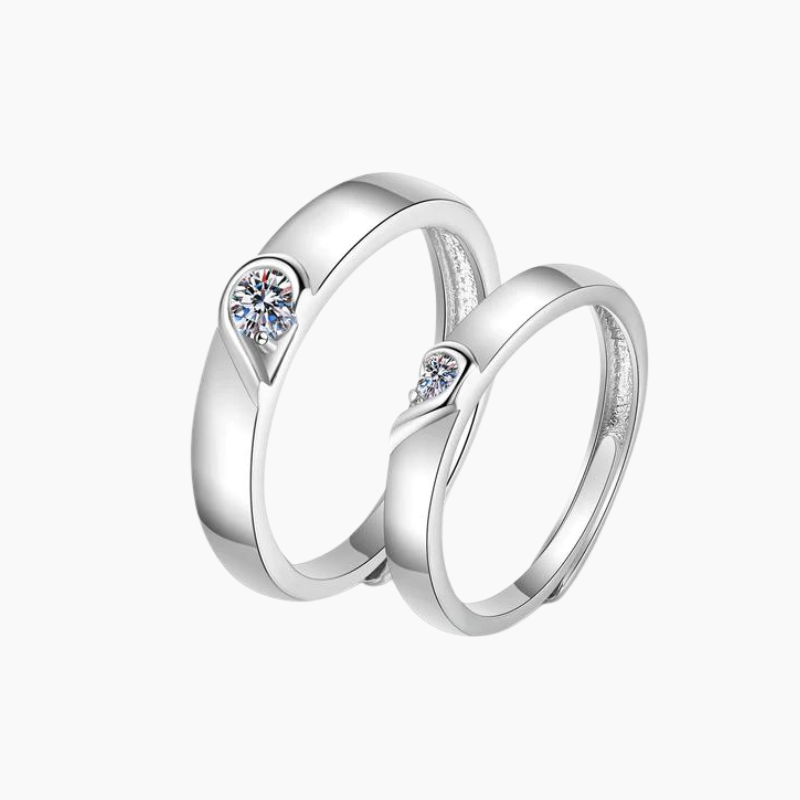 His Her Heart Puzzle Matching Adjustable Couple Ring
