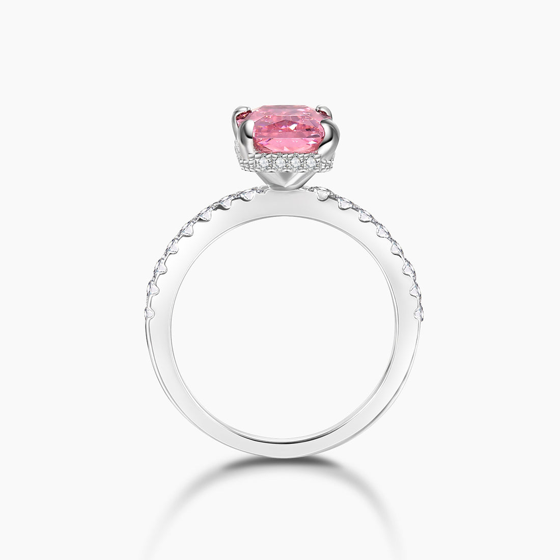Anello in argento sterling 925 con zirconi rosa radianti