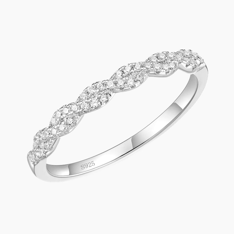 Sterling Woven Twisted Rope Half Eternity Ring