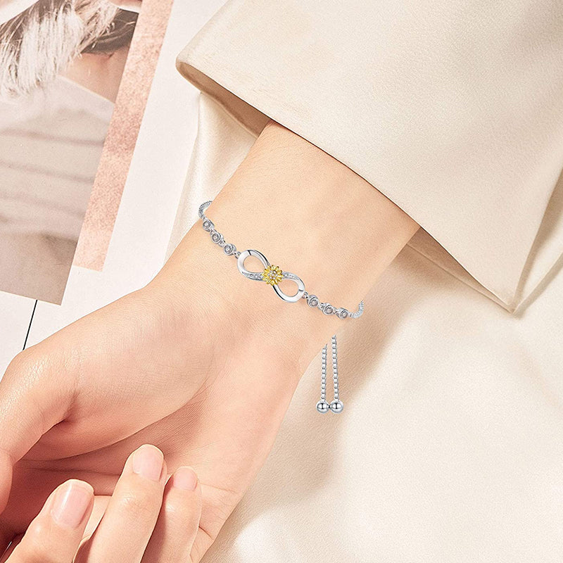 infinity bracelet, cz stones, sterling silver bracelet, affordable jewelry
