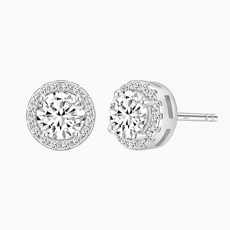 925 Sterling Round Cut Solitaire Stud Earrings