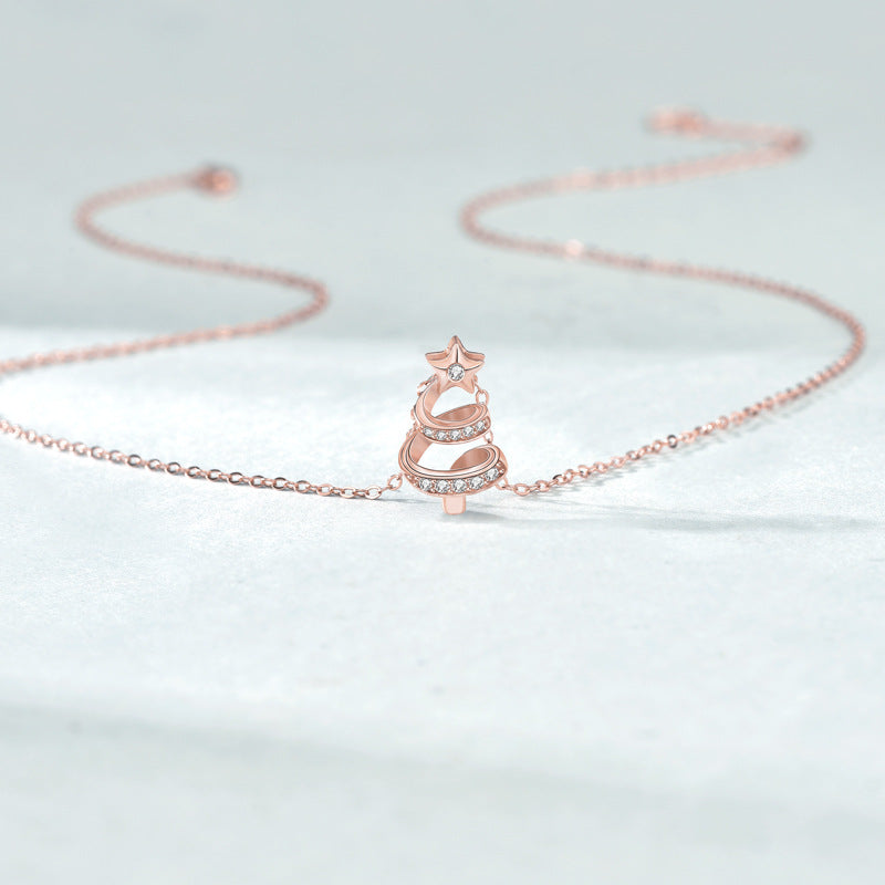 Collana con albero di Natale in argento sterling