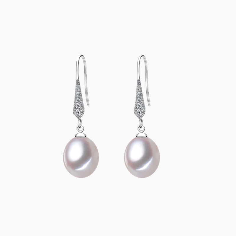 925 Sterling Pearl Dangle Hook Earrings