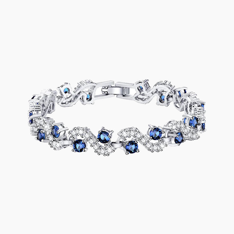 Bracciale tennis blu con zirconi cubici