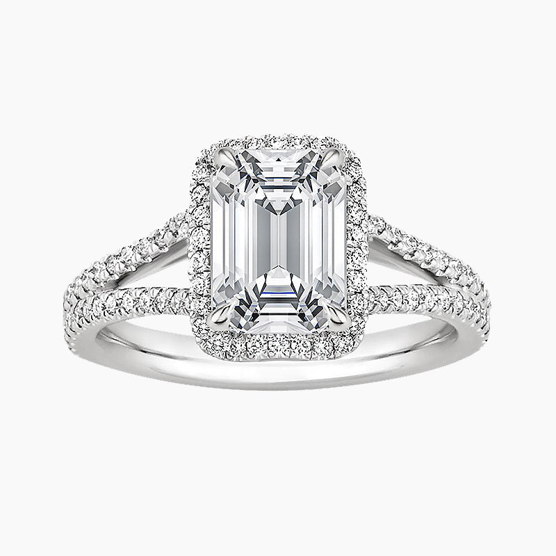 925 Sterling Emerald Cut Engagement Ring