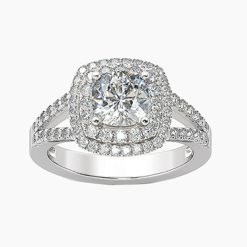 Split Shank Cushion Cut Sterling Engagement Ring