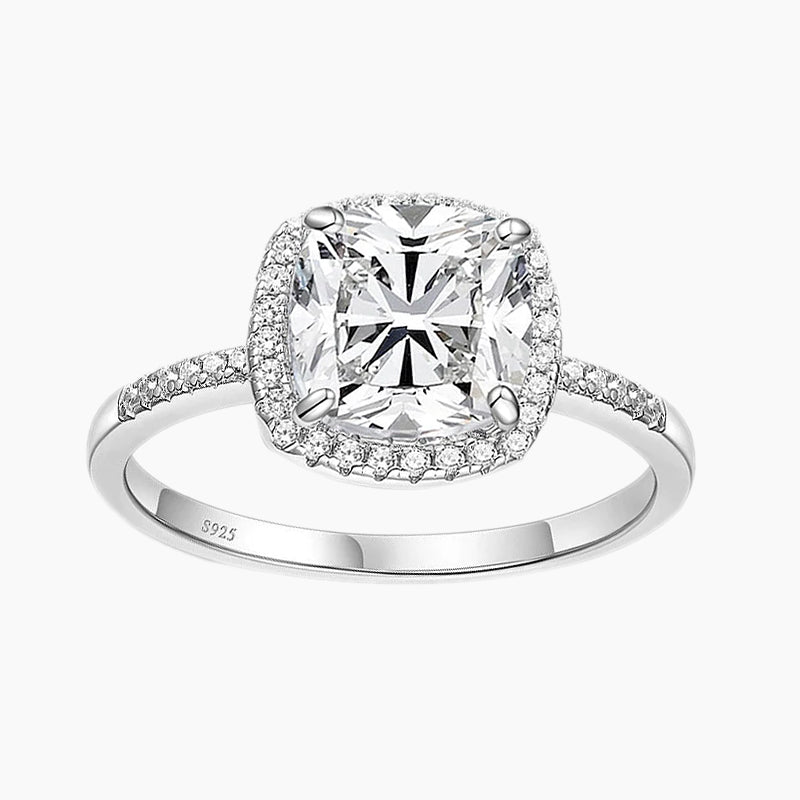 3.5CT 925 Halo Cushion Sterling CZ Ring