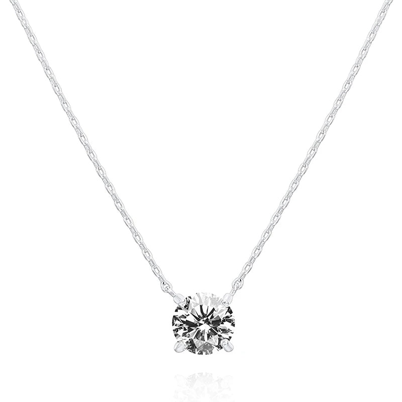 solitaire necklace for women, sterling silver necklace, silver gemstone necklace, cubic zirconia necklace