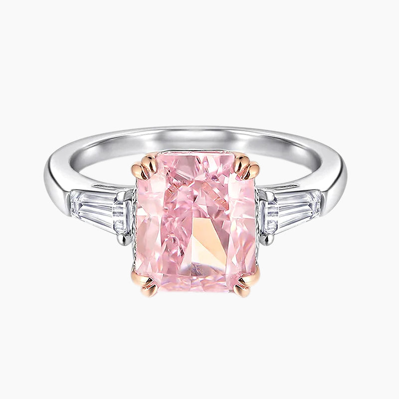 pink baguette rings; sterling silver rings; Eamti, cubic zirconia ring, stackable ring, affordable jewelry for woman, cheap ring under $50