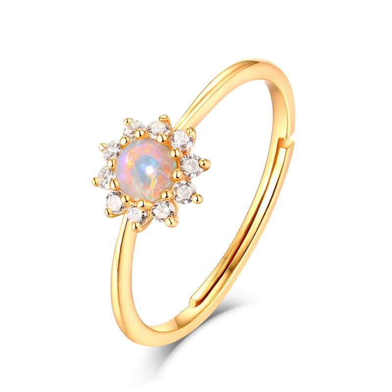 Anello aperto con opale di girasole