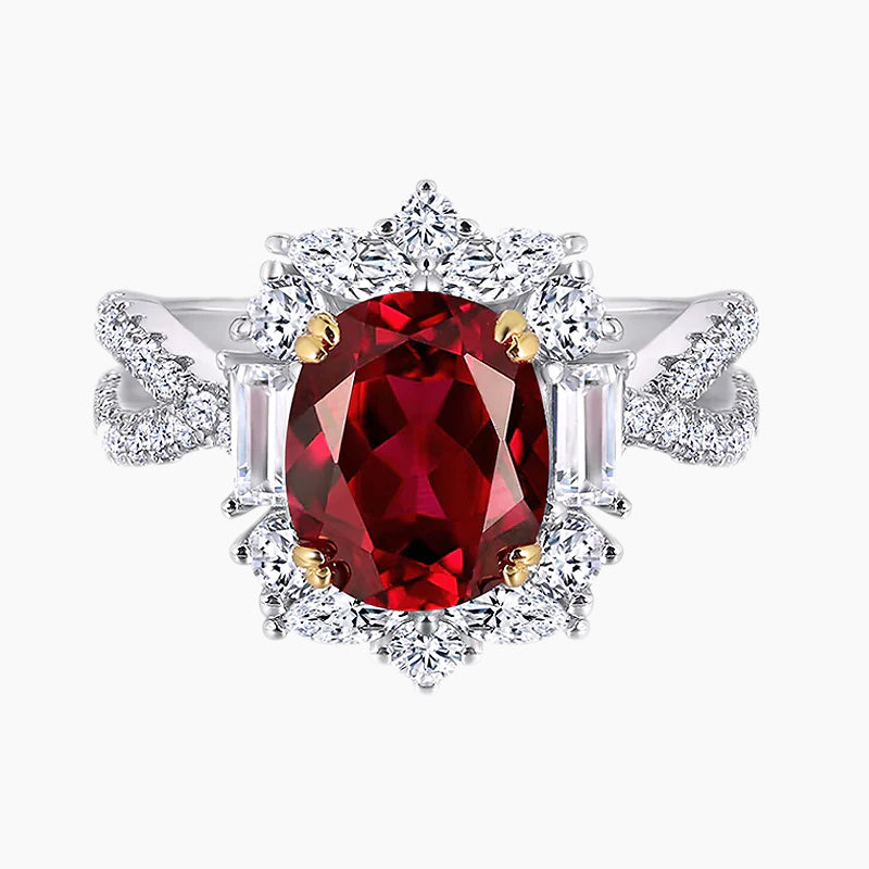 Vintage Oval Ruby Sterling Ring