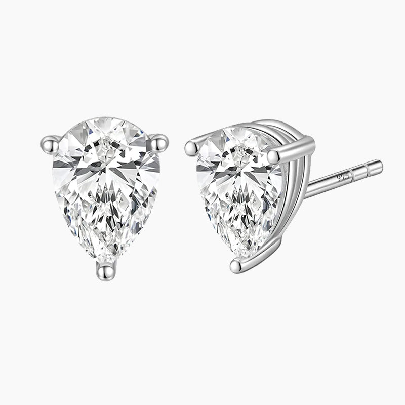 Sterling Pear shaped Single Gemstone Earrings