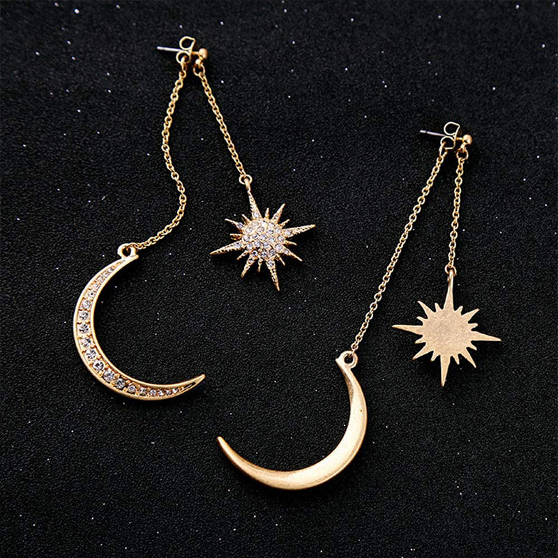 Orecchini pendenti con luna e stella