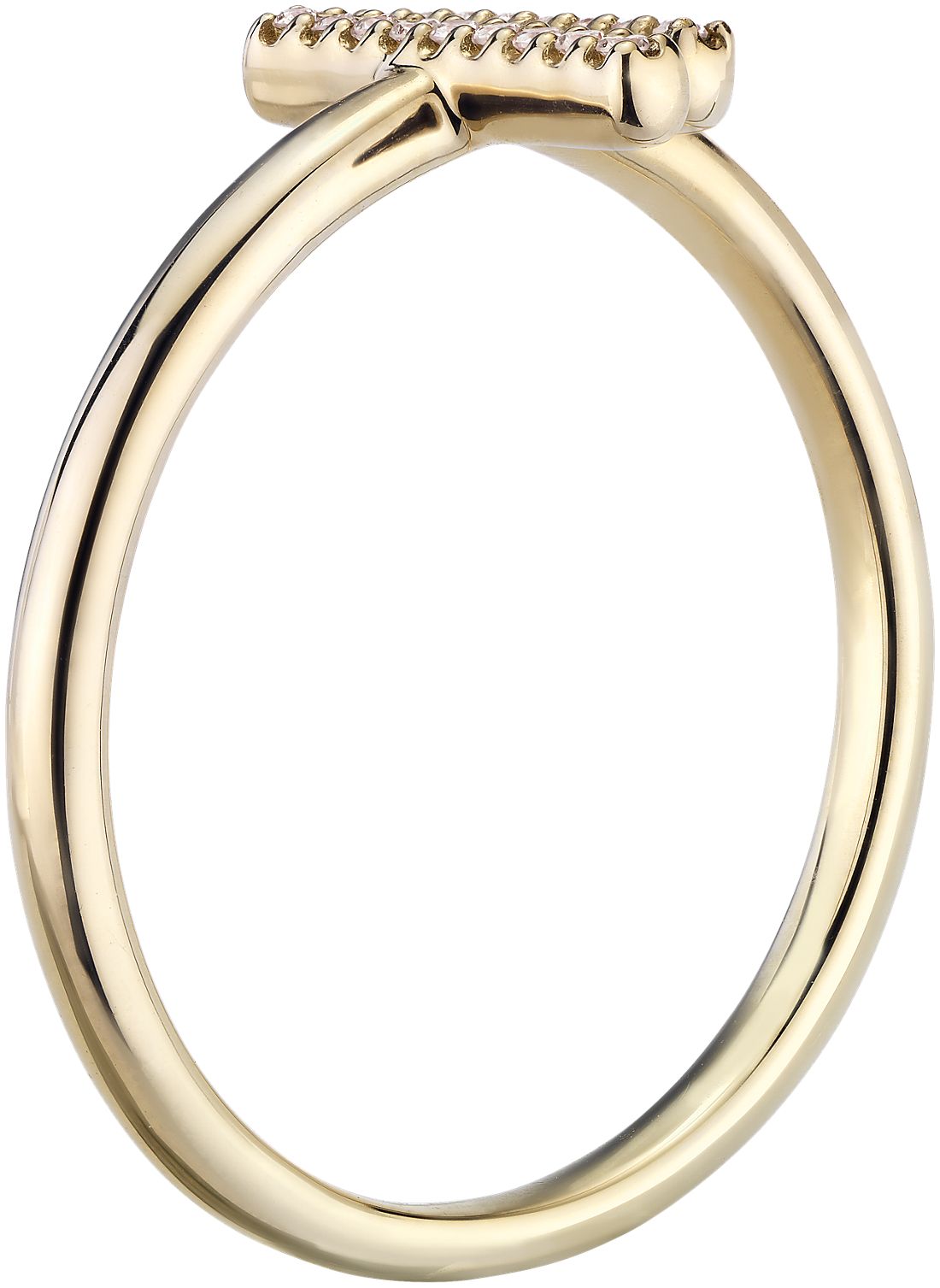 Delicato anello alla moda con barra divisa in pavé