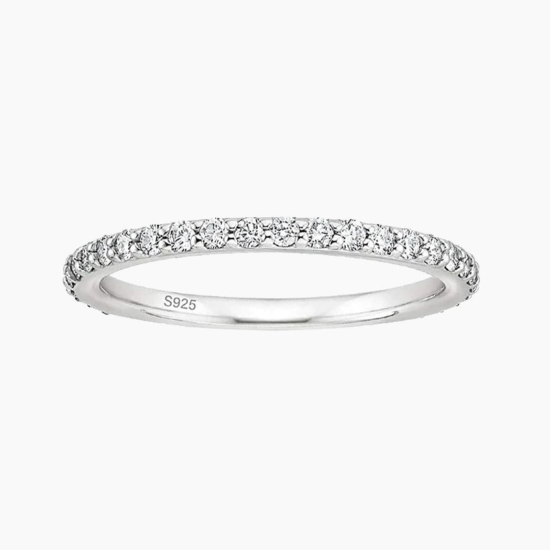 classic gemstone rings; sterling silver rings; Eamti; eternity ring, infinity ring, s925 band ring for women, full eternity, stackable ring, cubic zirconia ring