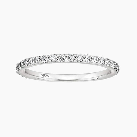 classic gemstone rings; sterling silver rings; Eamti; eternity ring, infinity ring, s925 band ring for women, full eternity, stackable ring, cubic zirconia ring