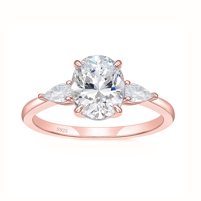 Temperament White Cubic Zirconia Oval Shaped Ring Engagement - Temu