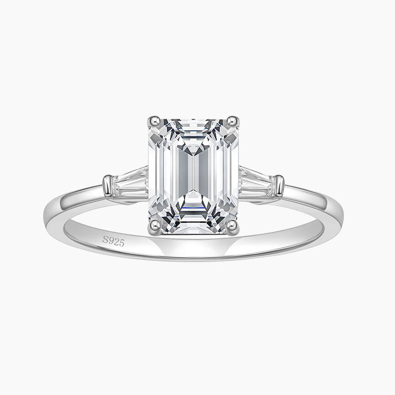 3CT 925 Sterling Emerald Cut CZ Engagement Ring