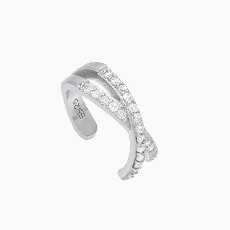 925 Sterling Crossed Micro glitter Ear Clips