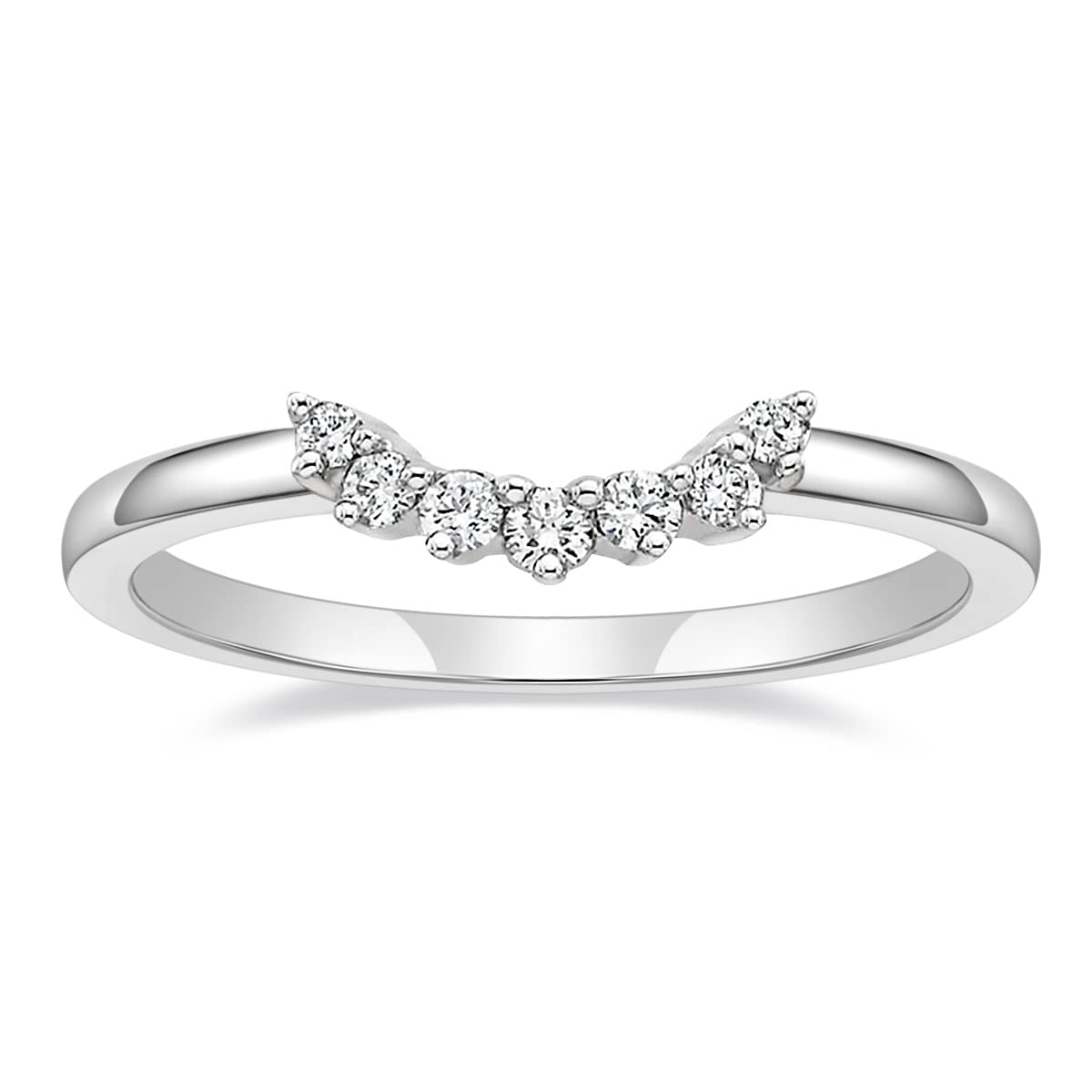 Crown Round Cut Stackable CZ Curved Engagement Rings