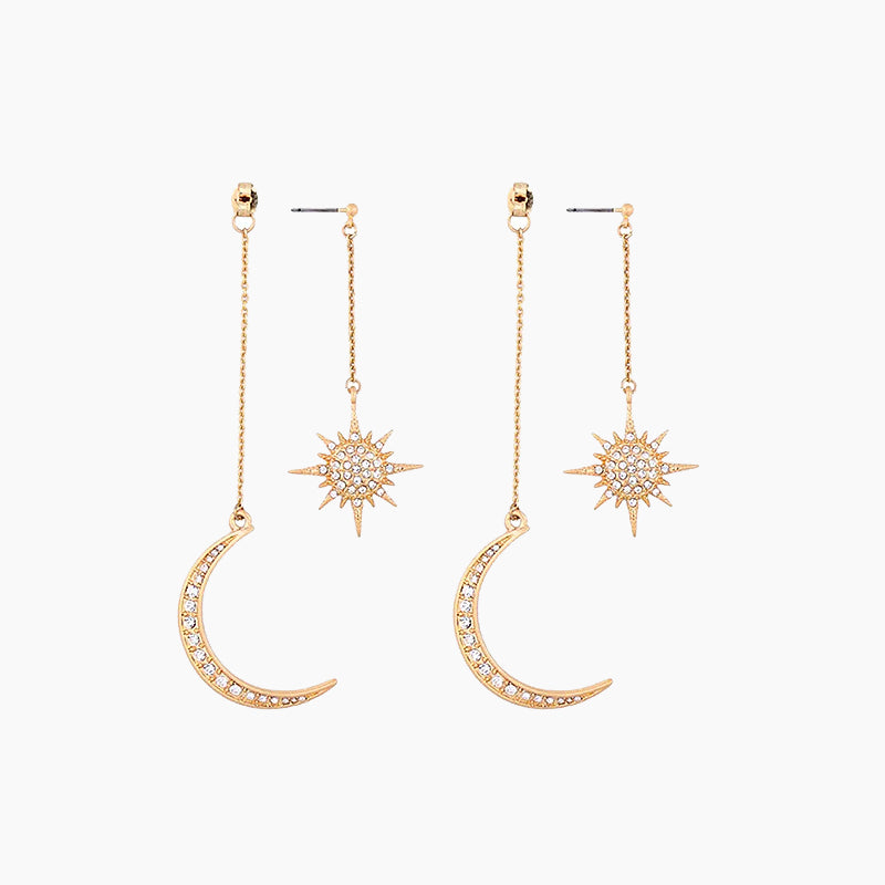 Orecchini pendenti con luna e stella