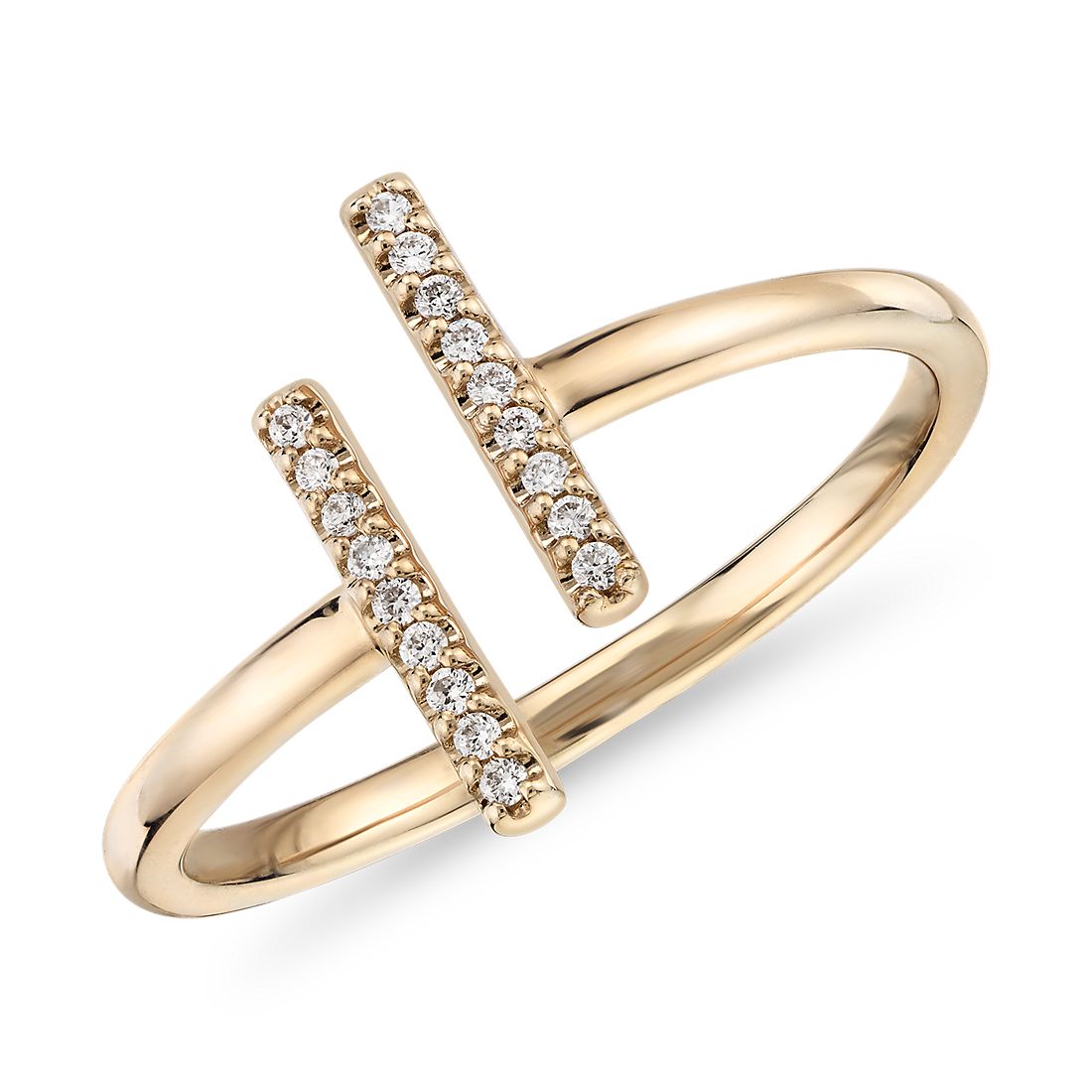 Delicato anello alla moda con barra divisa in pavé