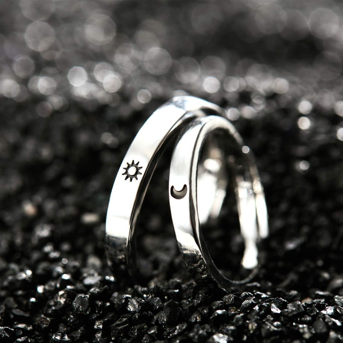 sun and moon ring, sun moon jewelry, couple rings set, s925 ring set, moon ring