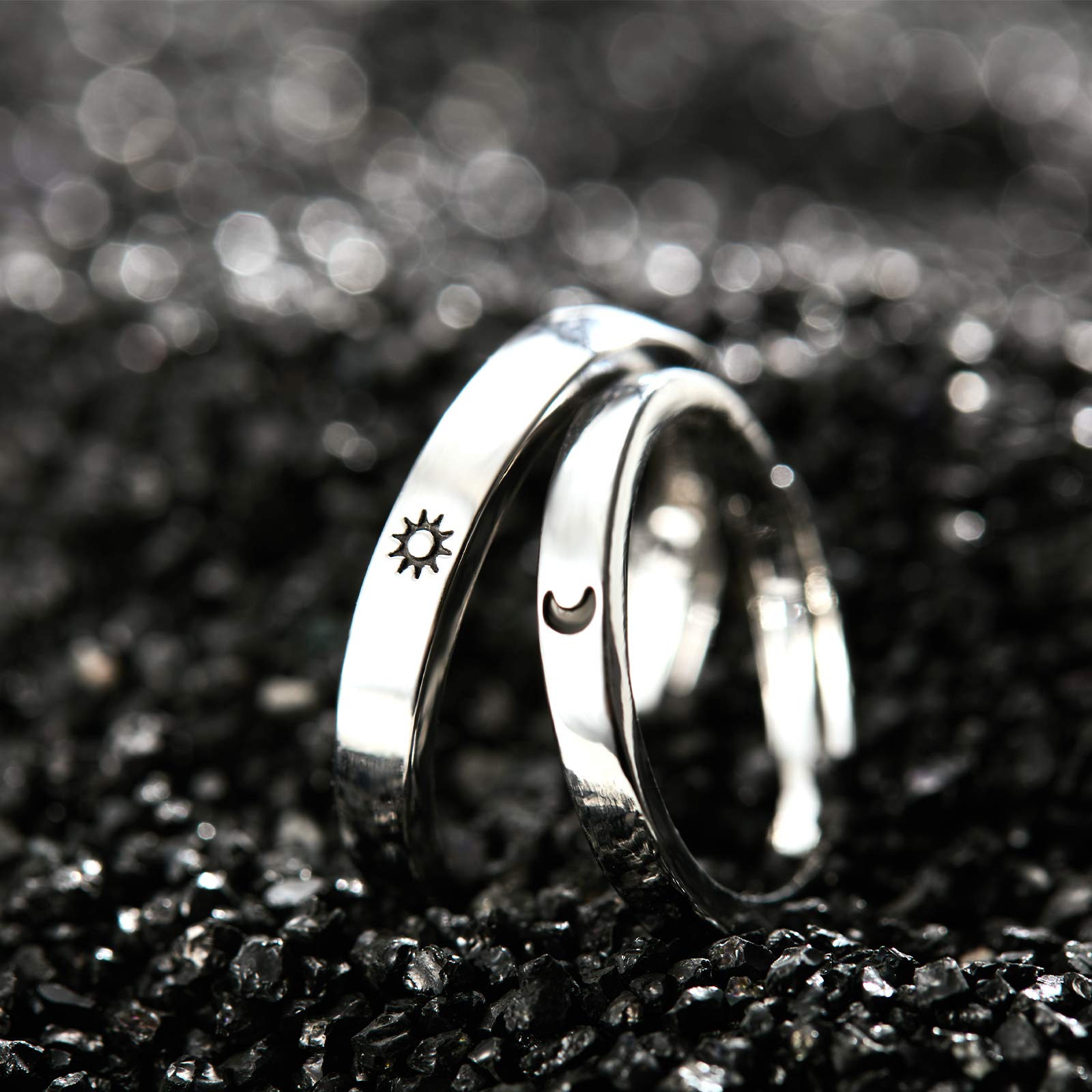 sun and moon ring, sun moon jewelry, couple rings set, s925 ring set, moon ring