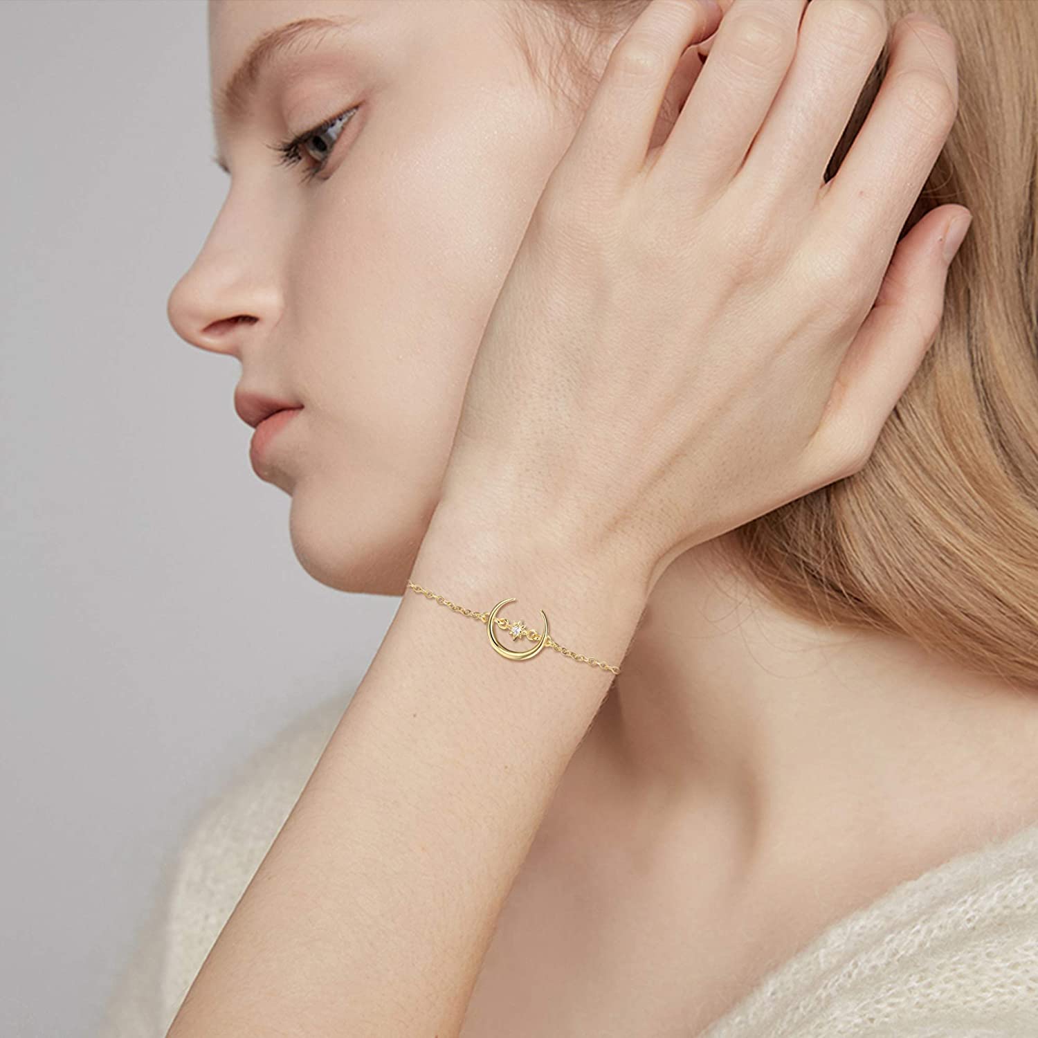 14K gold plated moon bracelet; Eamti