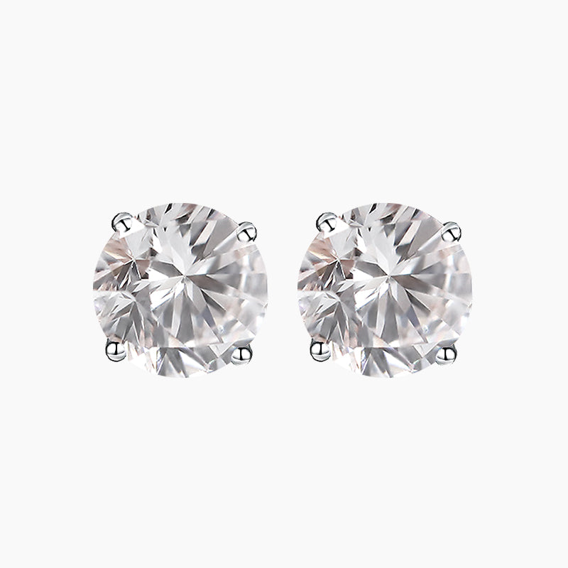Orecchini classici con zirconi a taglio rotondo in argento sterling